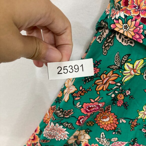 New LOFT size 6 Green Colorful Floral Feminine Belted Romantic Midi Dress - Picture 12 of 12